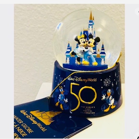NWT Disney Parks WDW50th Anniversary Mickey Minnie Mini Water Snow Globe NWT